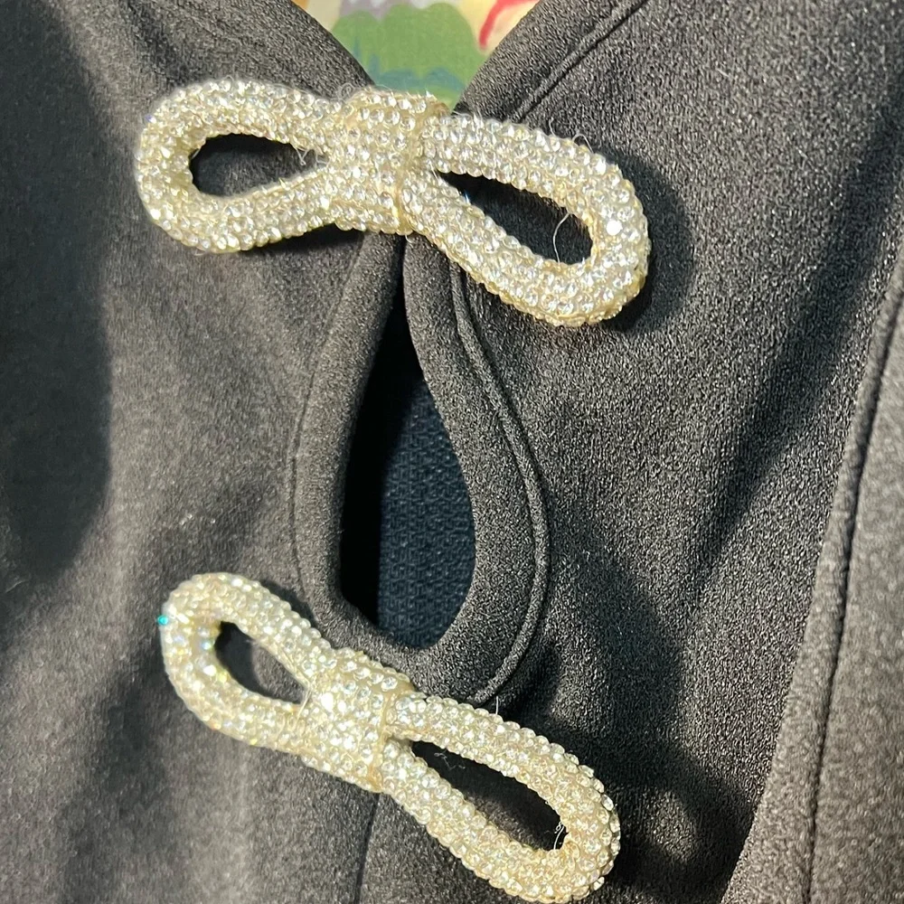 City Studio Black Mini Dress with Silver Bow Accents - Picture 3 of 12